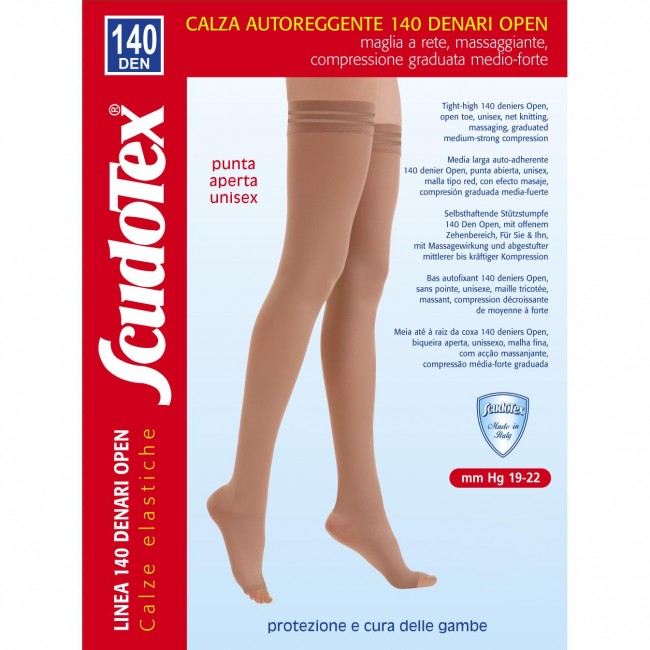 Scudotex Calze Elastiche Autoreggenti Punta Aperta 140 Den Taglia 4 Colore Naturale