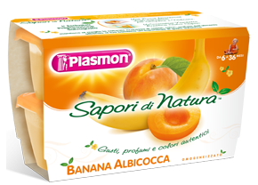 Plasmon Omogeneizzati Di Frutta Sapori Di Natura All'Albicocca E Banana 4x100 g +6m
