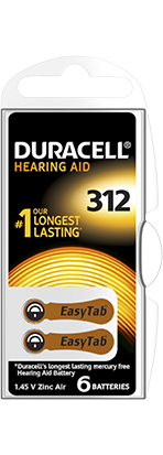 Duracell EasyTab 312 Marrone Batterie Apparecchio Acustico 6 Batterie