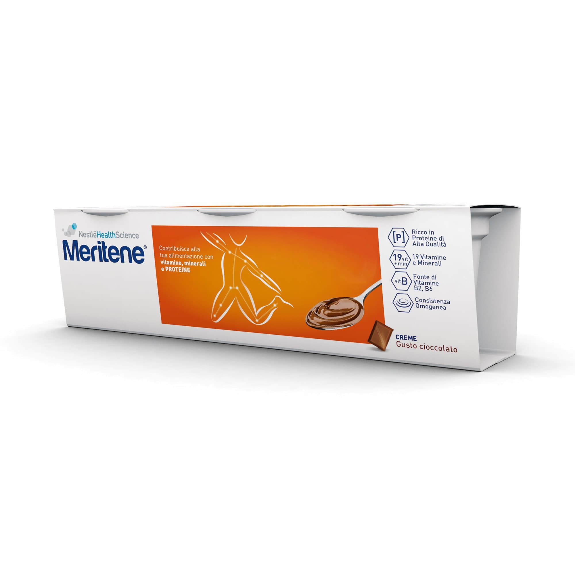 Meritene Forza e Vitalità Crema Cioccolato Dessert Iperproteico Ipercalorico 3x125 g