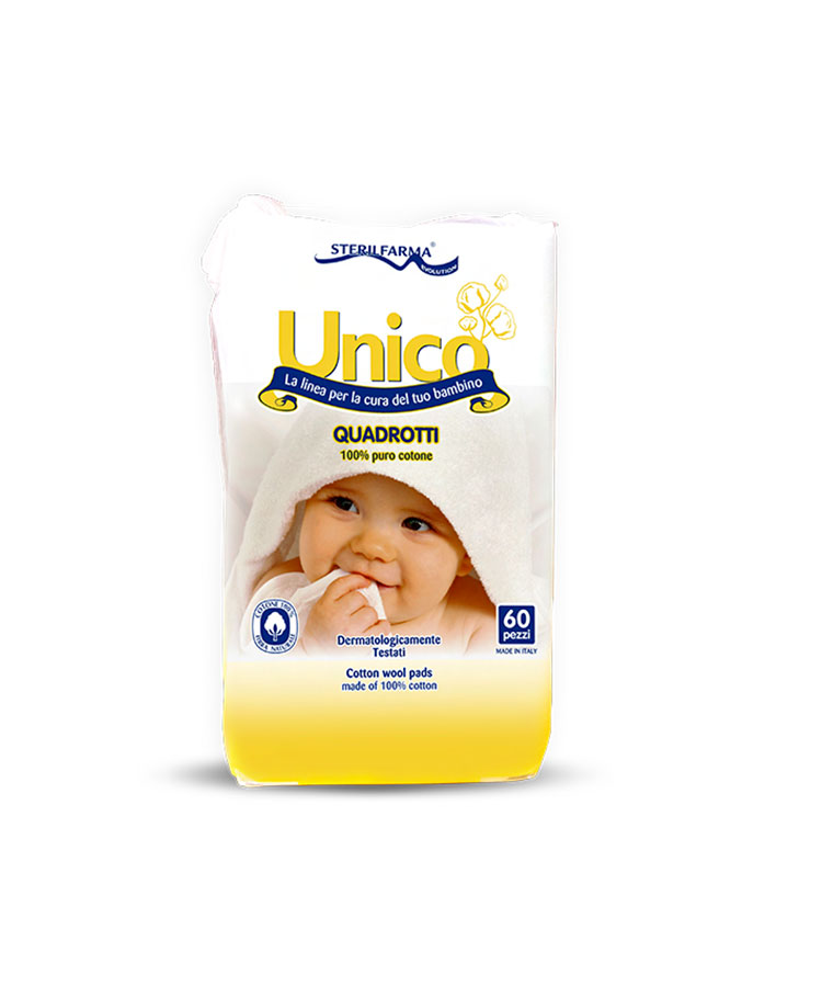 Sterilfarma Unico Quadrotti 100% Cotone Per L'igiene Del Bambino 60 Pezzi