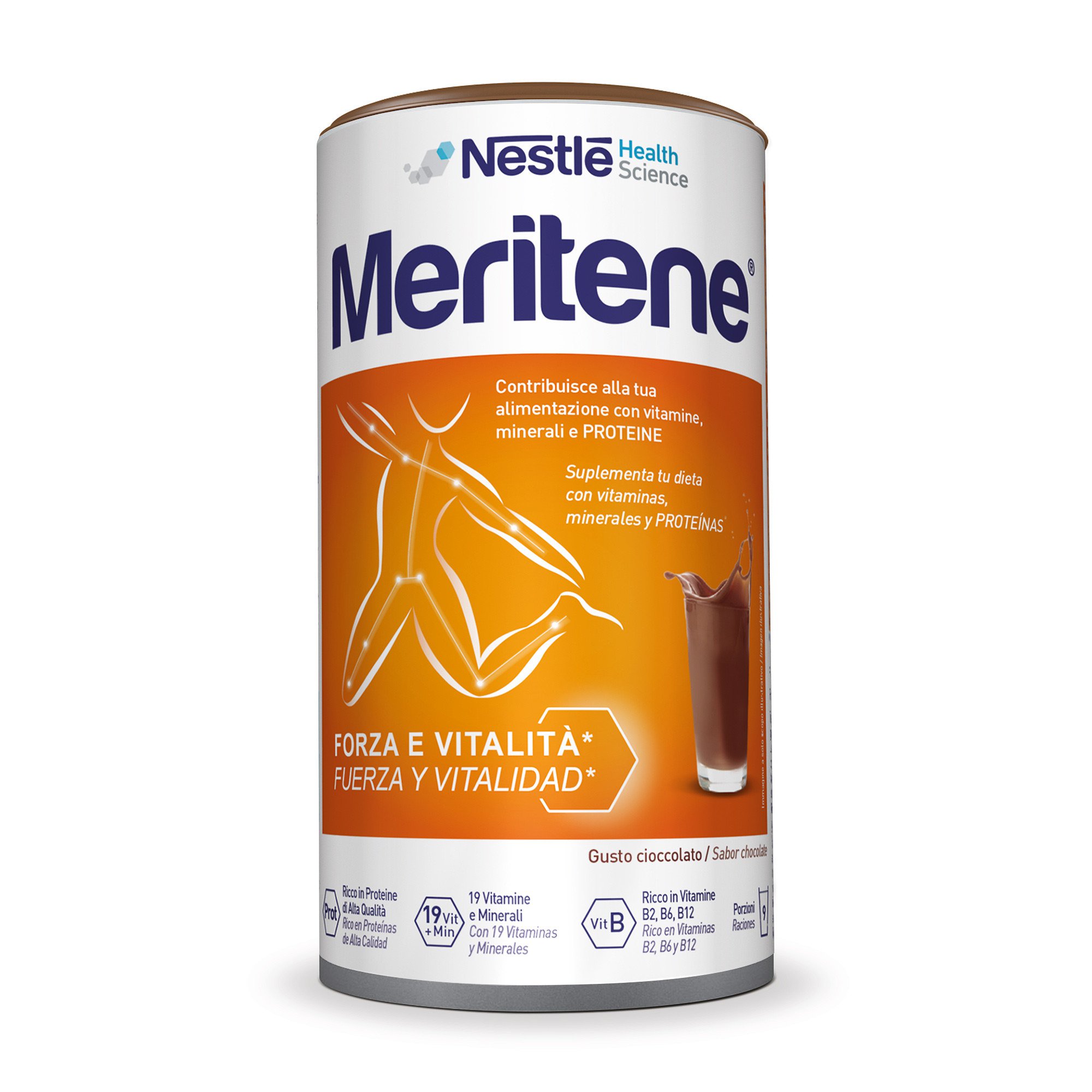 Meritene Forza e Vitalità Polvere Cioccolato Integratore Proteine Vitamine e Minerali 270 g