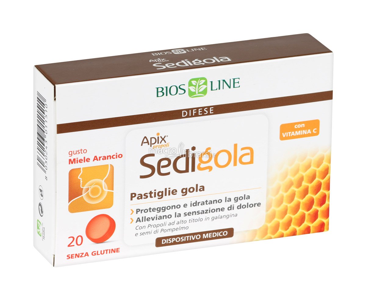 Apix Sedigola Miele e Arancio Lenitivo Gola 20 Pastiglie