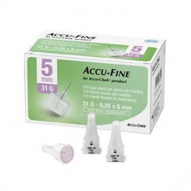 Accu-Fine Aghi Penna Per Insulina 5mm 31G 100 Pezzi