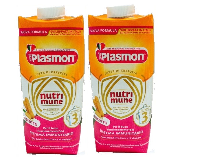 Plasmon Latti Di Crescita Nutrimune Stage 3 Liquido Con Biscotto 2x500 ml