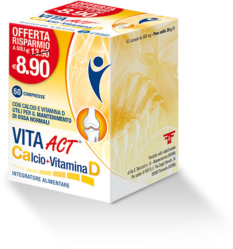Vita Act Calcio + Vitamina D Integratore Ossa e Denti 60 Compresse