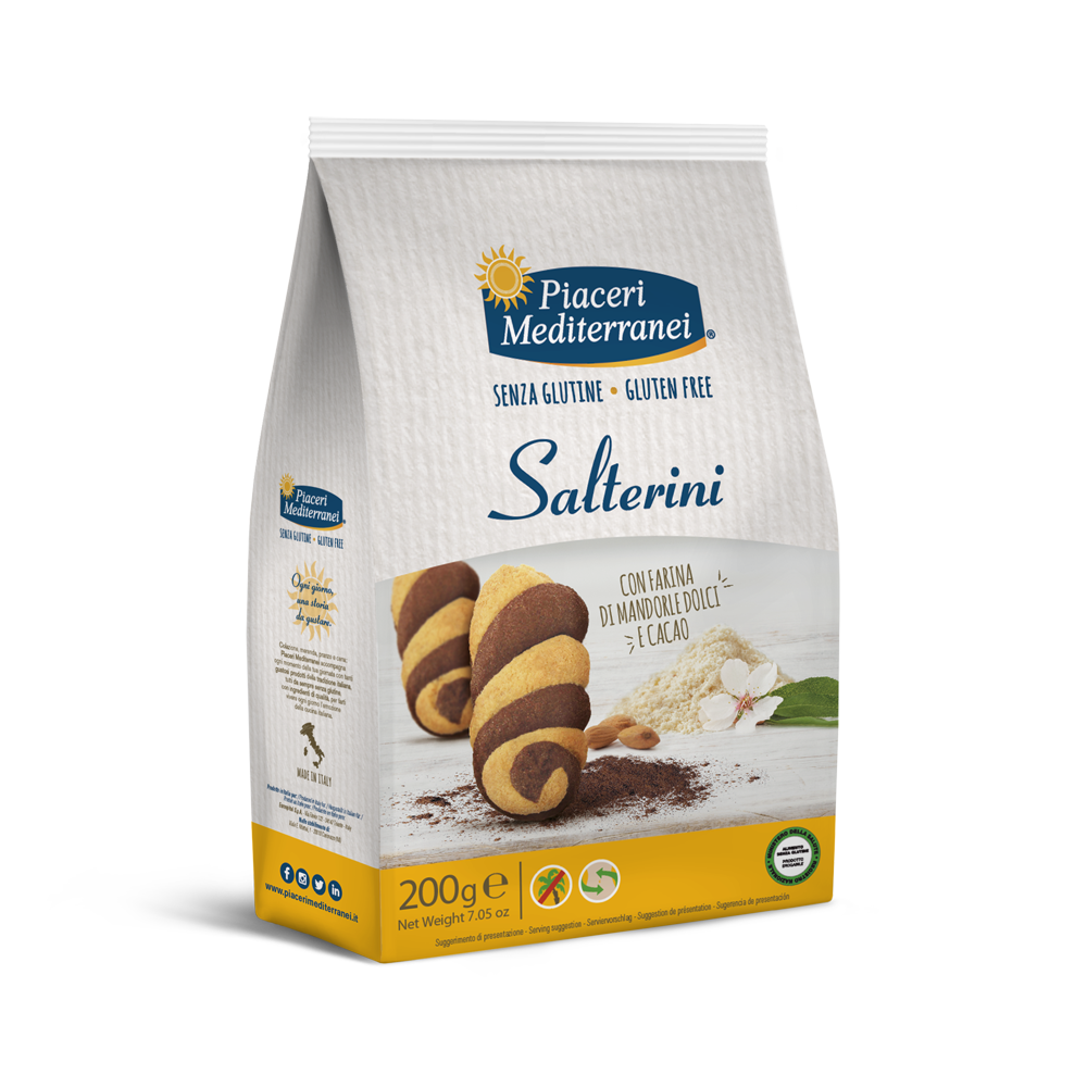 Salterini - Biscotti senza glutine con farina di mandorle dolci e cacao 200 g