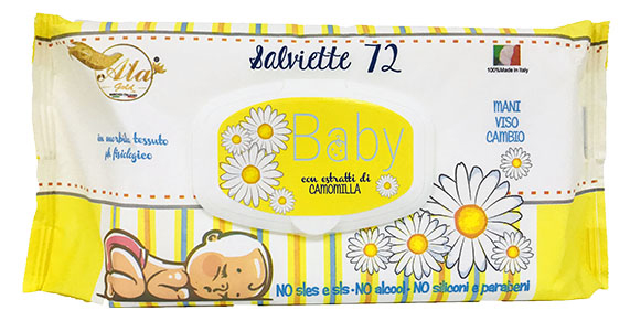 ALA Salviettine Detergenti Bambini Camomilla 72 Pezzi