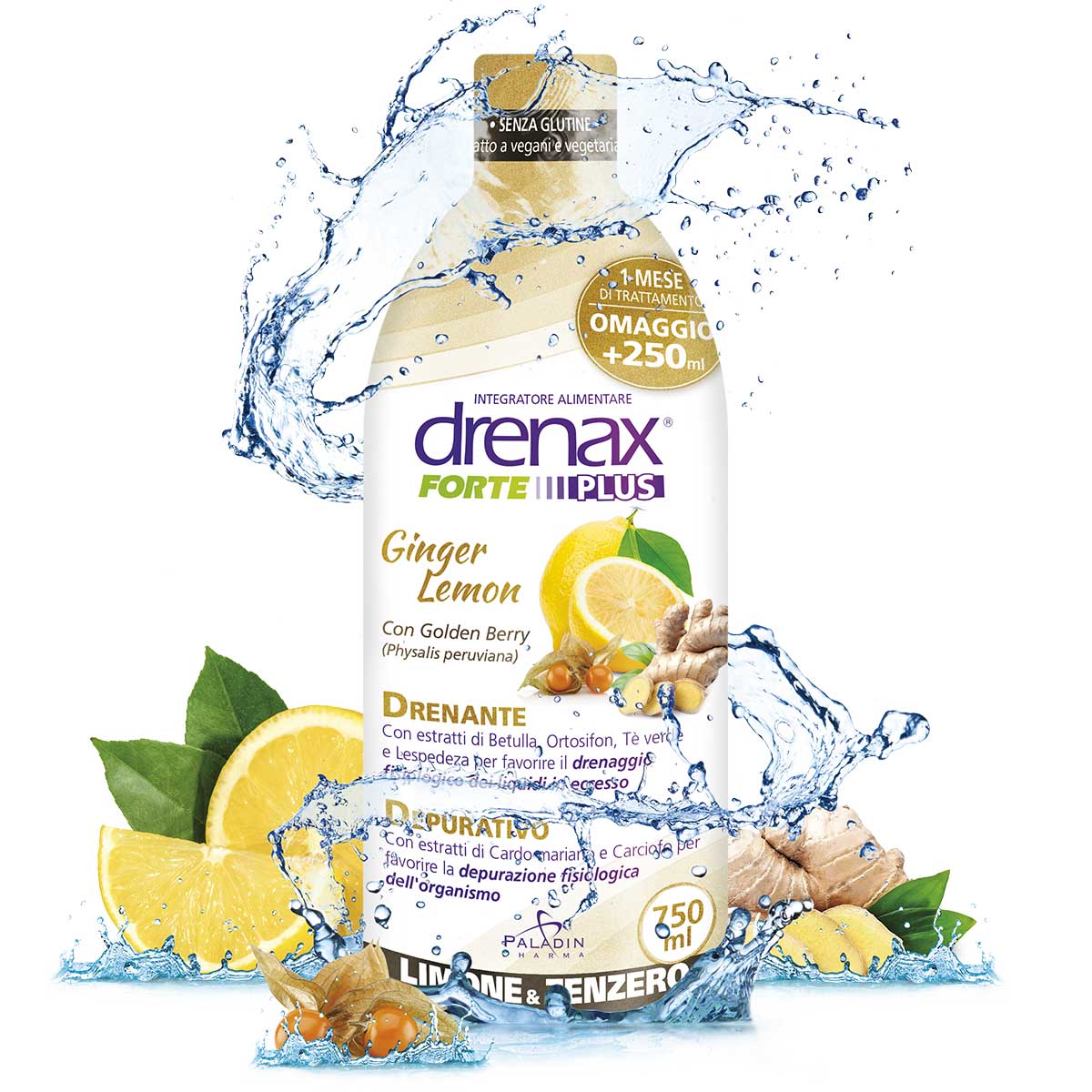 Drenax Forte Plus Ginger&amp;Lemon Integratore Drenante e Depurativo 750 ml