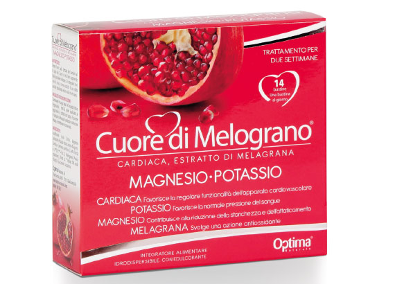 Optima Cuore di Melograno Magnesio-Potassio Integratore Benessere Cardiovascolare 14 Bustine