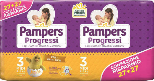 Pampers Progressi Pannolino Cattura Pupù Liquida 56 Pezzi 4-9 Kg Misura 3