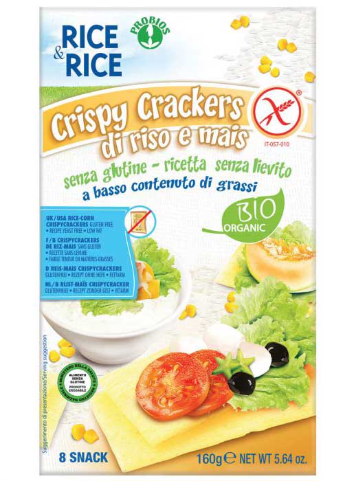 Rice&Rice Crispy Crackers di Riso e Mais Biologici Senza Glutine 160 g