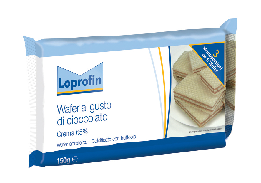 Loprofin Wafers Al Cioccolato A Ridotto Contenuto Proteico 150 g