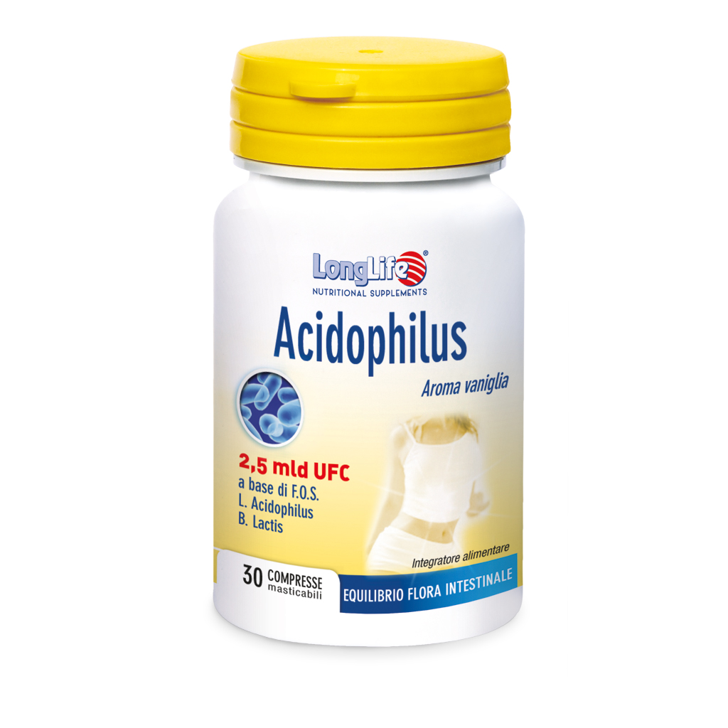 LongLife Acidophilus Integratore Flora Intestinale 30 tavolette masticabili