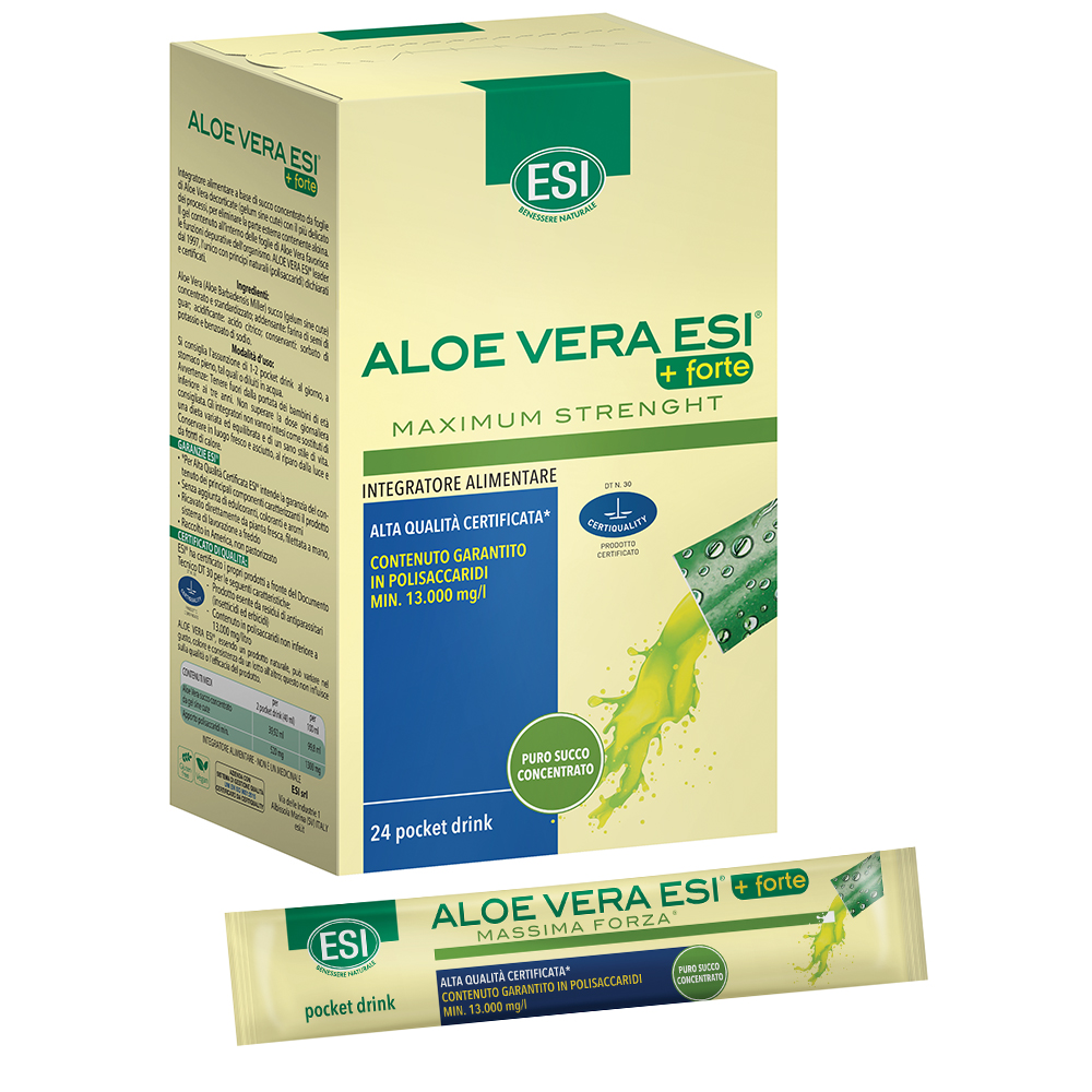 Esi Aloe Vera Succo + Forte Integratore Depurativo 24 Pocket Drink