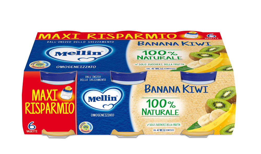 Mellin Omogeneizzato Di Frutta Banana e Kiwi 6 x 100 g