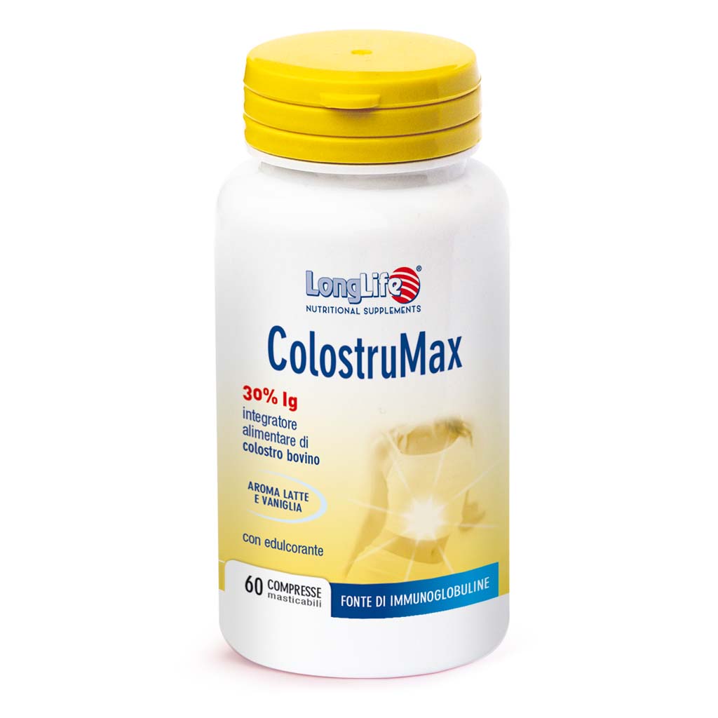 LongLife ColostruMax Integratore di Puro Colostro Bovino 60 Compresse Masticabili
