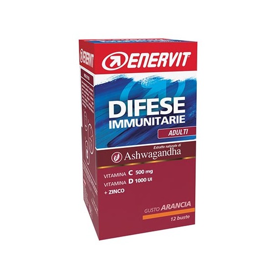 Enervit Difese Immunitarie Adulti Integratore di Vitamine e Minerali Gusto Arancia 12 Bustine