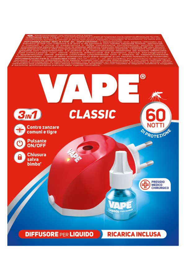 Vape Elettroemanatore Per Repellente Liquido A Spina + 1 Ricarica liquida