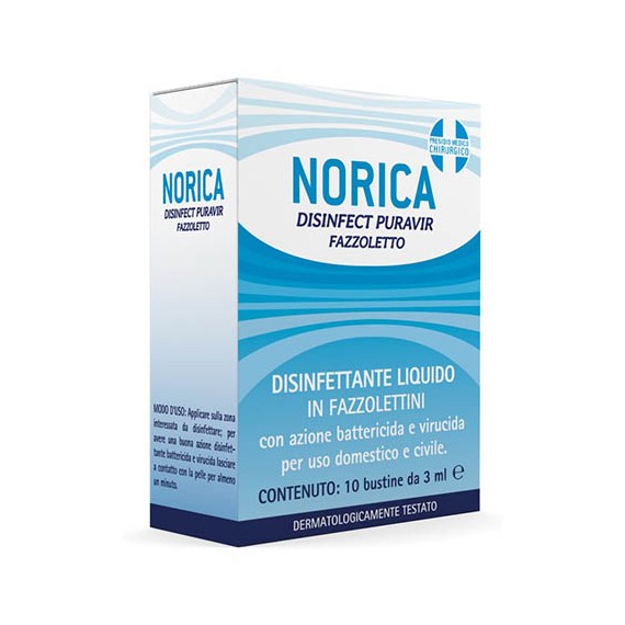 Norica Disinfect Puravir Fazzolettini Disinfettanti Mani 10 Bustine