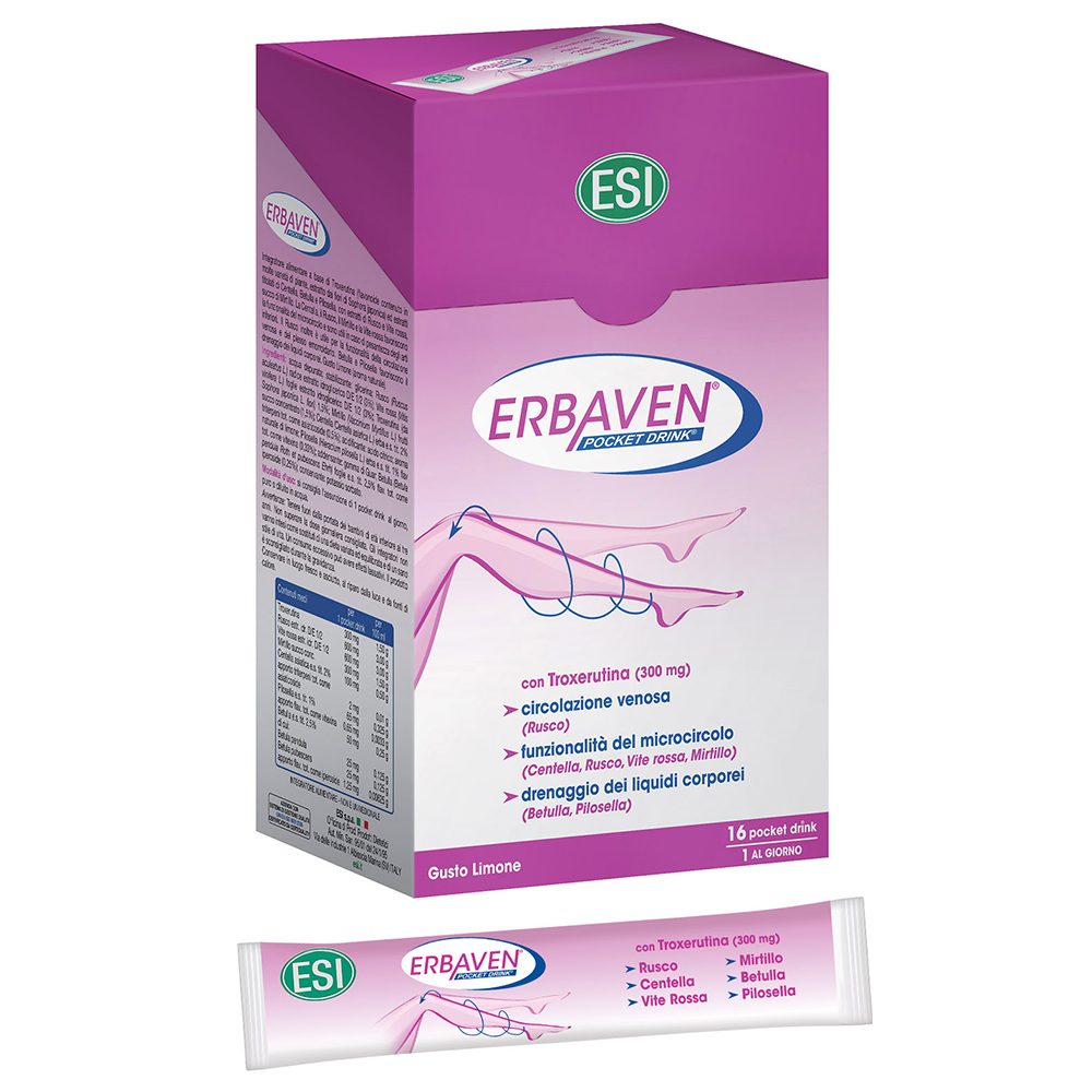 ESI Erbaven Integratore Gambe Pesanti 16 Pocket Drink