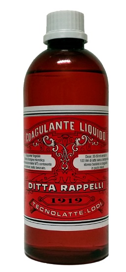 Coagulante Liquido Ditta Rappelli di Origine Vegetale per la Produzione di Formaggi Freschi e Media Stagionatura 500 ml