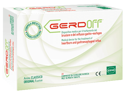 GerdOff Contro Bruciore e Reflusso Gastro-Esofageo Aroma Classico 20 Compresse Masticabili