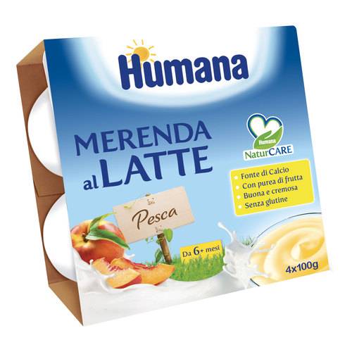 Humana Merenda al Latte Gusto Pesca 4x100 g