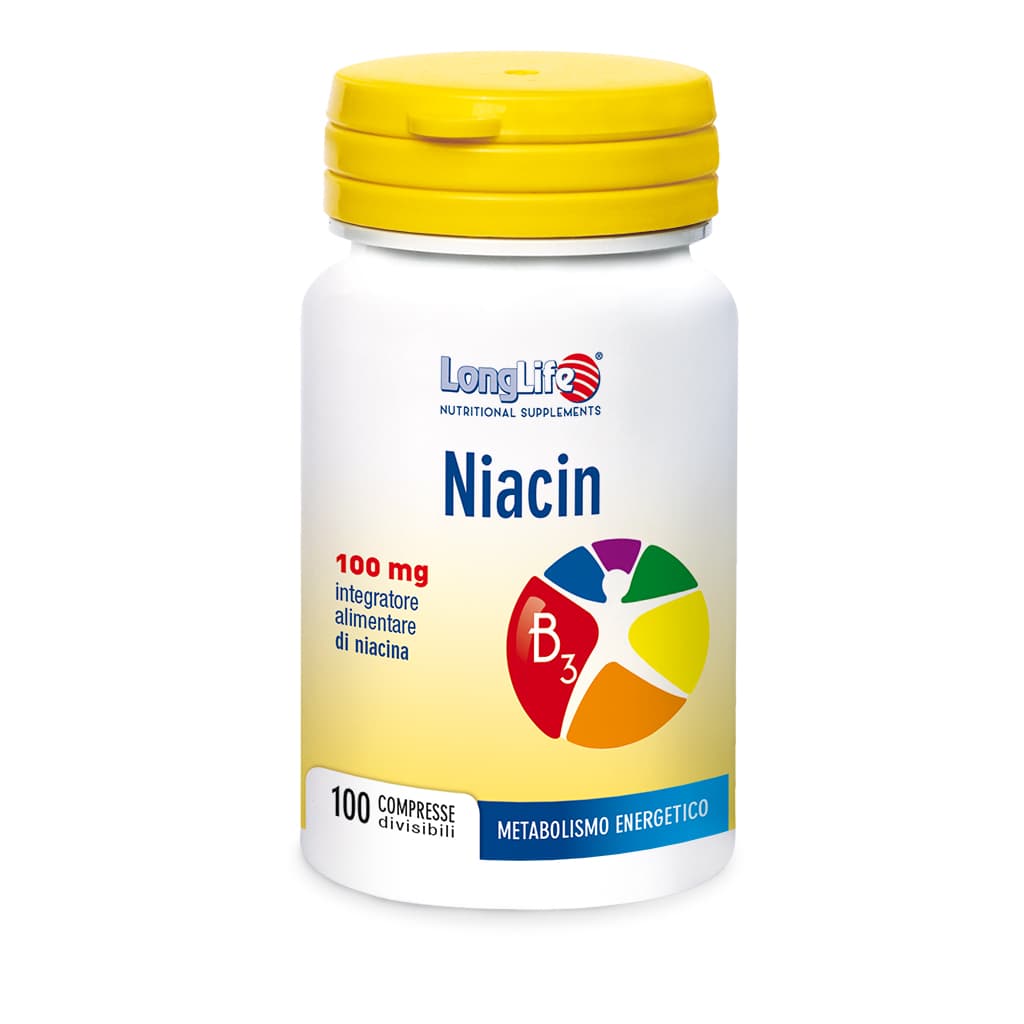LongLife Niacin Integratore Metabolismo Energetico 100 Compresse