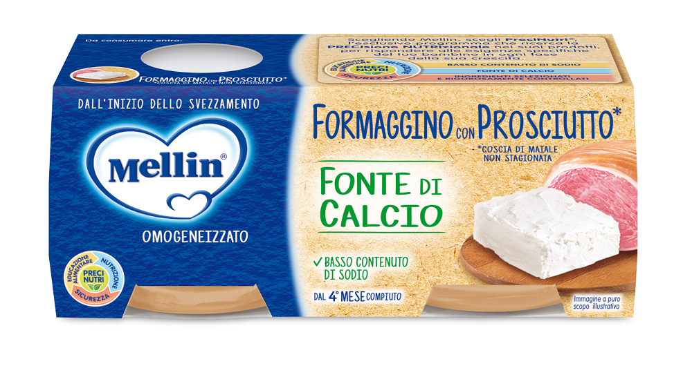 Mellin Omogeneizzato Formaggino E Prosciutto 2 x 80 g