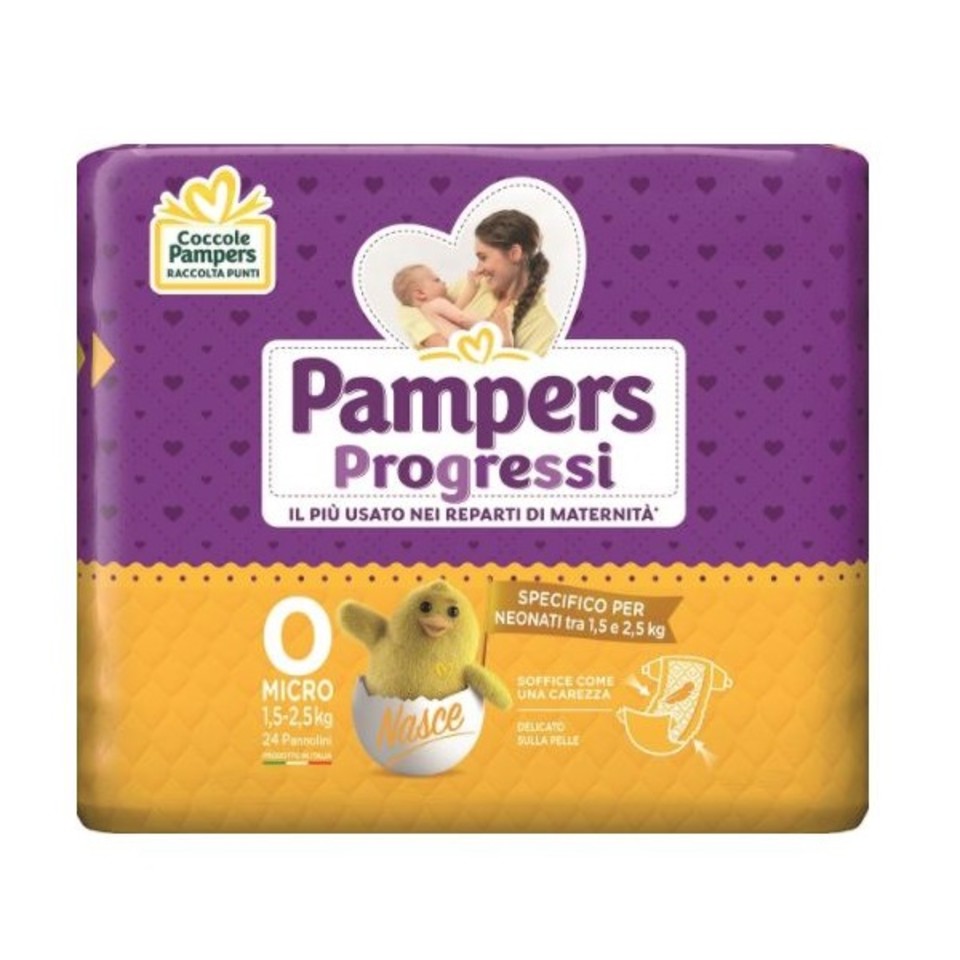 Pampers Progressi Pannolini Per Neonati Taglia 0 Micro 24 pezzi 1-2,5 Kg