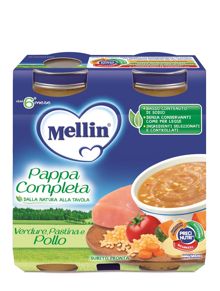 Mellin Pappa Completa Verdura Pastina Pollo 2 x 250 g