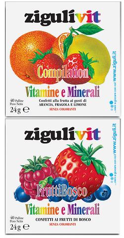 Zigulì Vit Compilation Vitamine e Minerali Arancia Fragola Limone 40 Palline