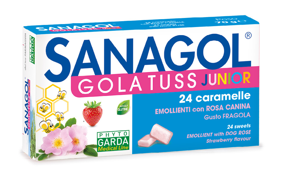 Sanagol Gola Tuss Junior Gusto Fragola 24 Caramelle