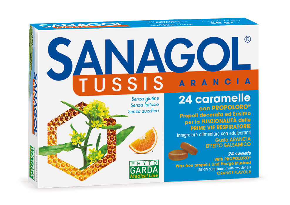 Sanagol Tuss Rinfrescanti Gusto Arancia 24 Caramelle