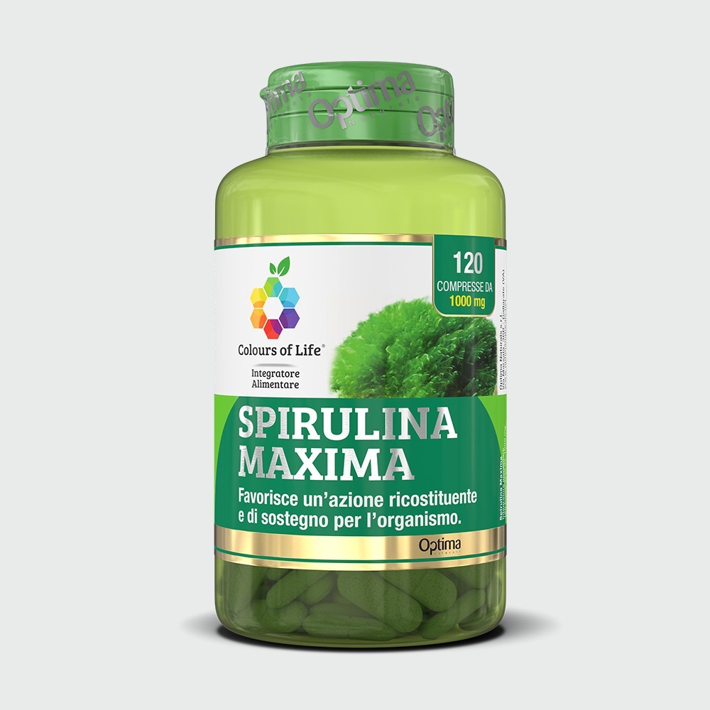 Optima Colours of Life Spirulina Maxima Integratore Ricostituente 120 Compresse