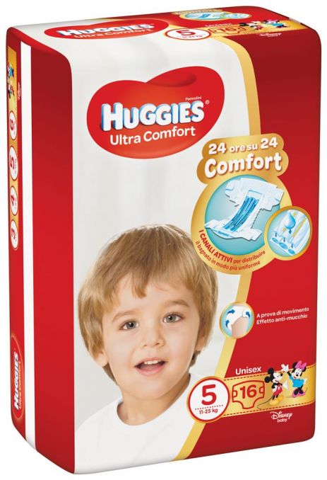 ultra comfort unisex - taglia 5 (11-25 kg) confezione 16 pannolini
