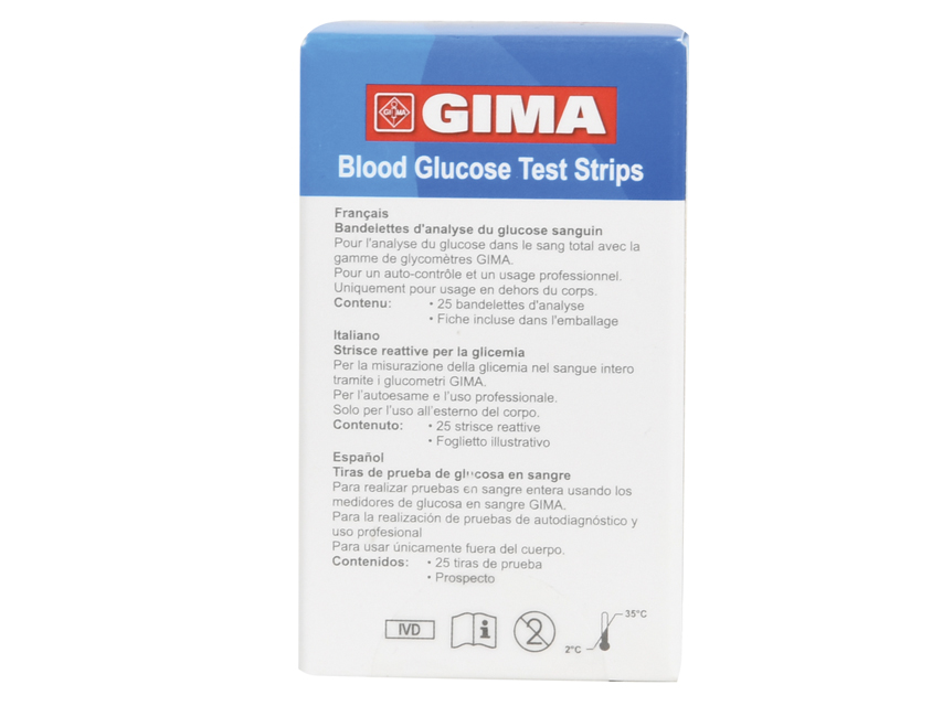 Strisce Glucosio Per Glucometro Gima (Conf. 25 Pz.)