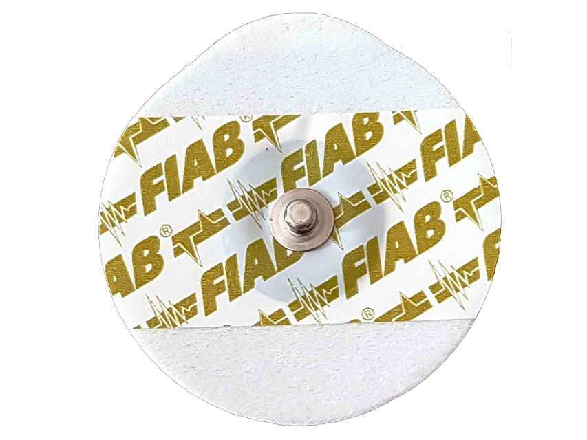 Elettrodo oe foam monouso ovale 48x50mm per adulti in gel solido con sensore ag/agcl con clip in acciaio inox fiab 50 pezzi