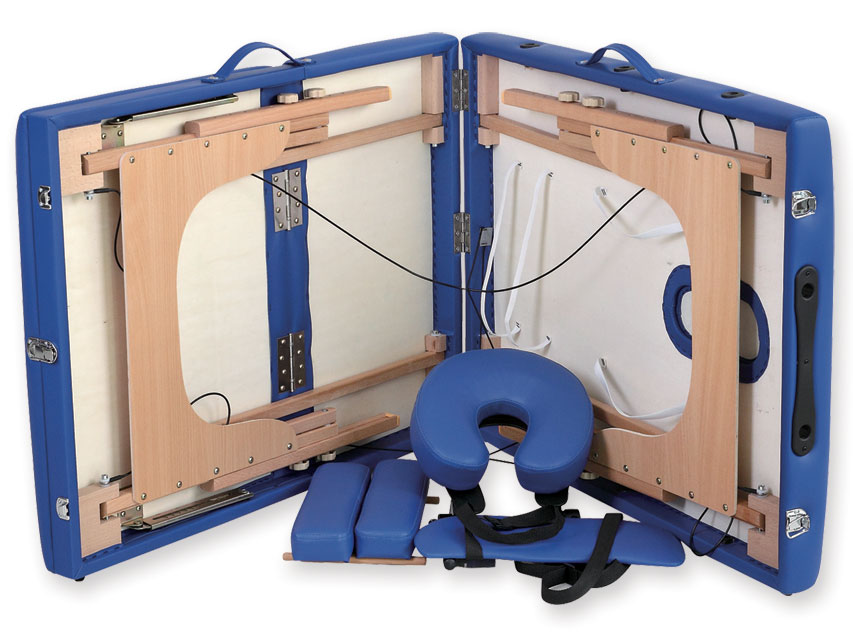 Lettino Da Massaggio In Legno A 3 Sezioni - Blu