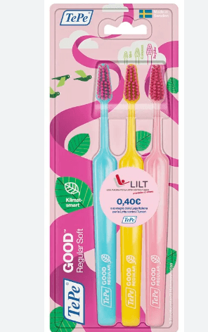 TEPE GOOD REGULAR 3 PACK TOOTHBRUSH EDIZIONE LIMITATA PINK RIBBON