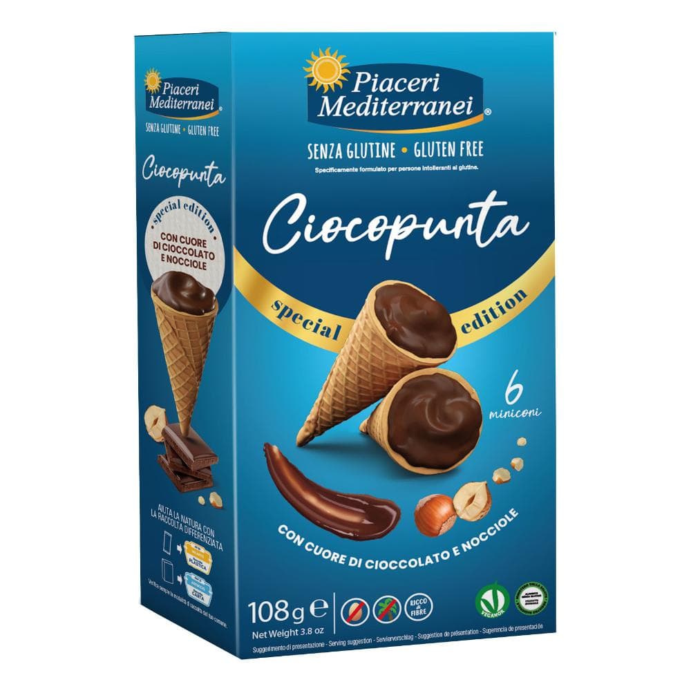 Piaceri Mediterranei Ciocopunta Coni di Cioccolato Senza Glutine, 108g