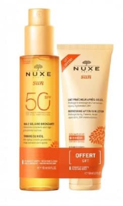 Nuxe Sun PROMO Olio Solare Abbronzante SPF 50 + Crema Doposole 100 ml in Regalo