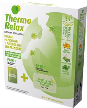 Thermorelax phyto gel dolori muscolari e articolari localizzati fase 1 gel sollievo immediato e fase 2 cerotto gel multifunzionale con erbe 8 pezzi