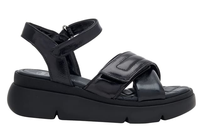 BALI CROSS SANDAL PATENT LEATHER WOMAN BLACK 38 MATERIALE VERNICE FODERA TOMAIA VERNICE SOTTOPIEDE PELLE SUOLA PU FITTING F ALTEZZA TACCO 30 COLLEZIONE SS23