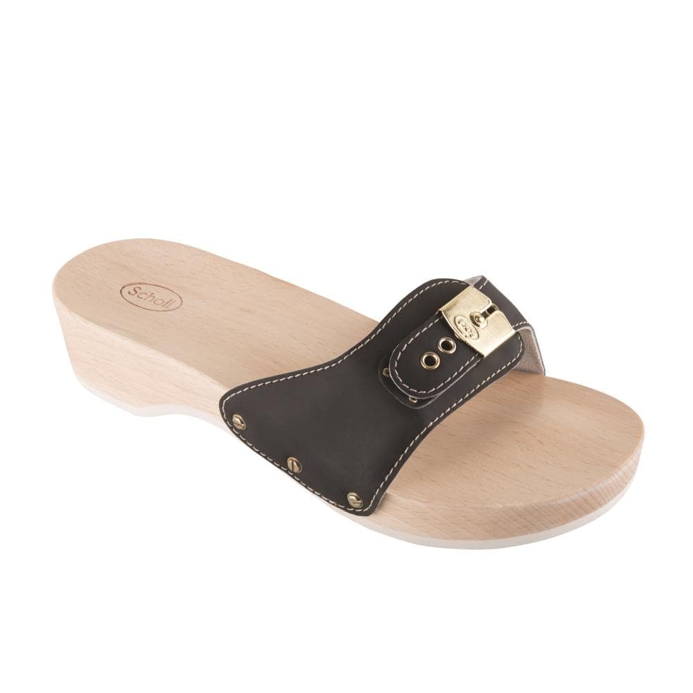 Pescura heel - zoccolo in legno con fascia di pelle colore nero - misura 40