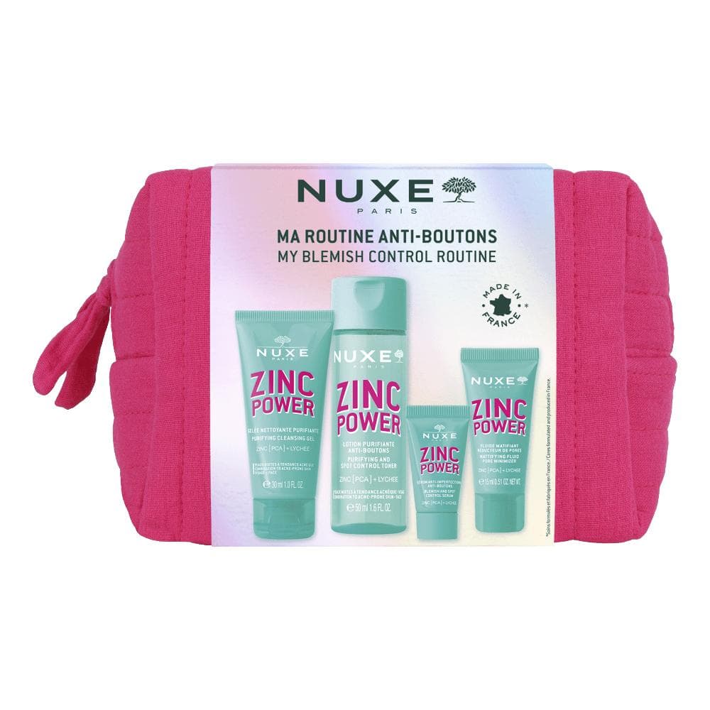 Nuxe Zinc Power Trousse Anti Imperfezioni 1 Fluido Mattificante 40 Ml + 1 Gel Detergente 150 Ml + 1 Lozione Purificante 200 Ml + 1 Siero 30 Ml