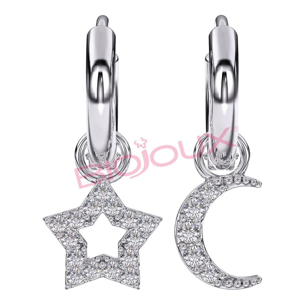 BJT228 ORECCHINI STAR&MOON STAINLESS STEEL