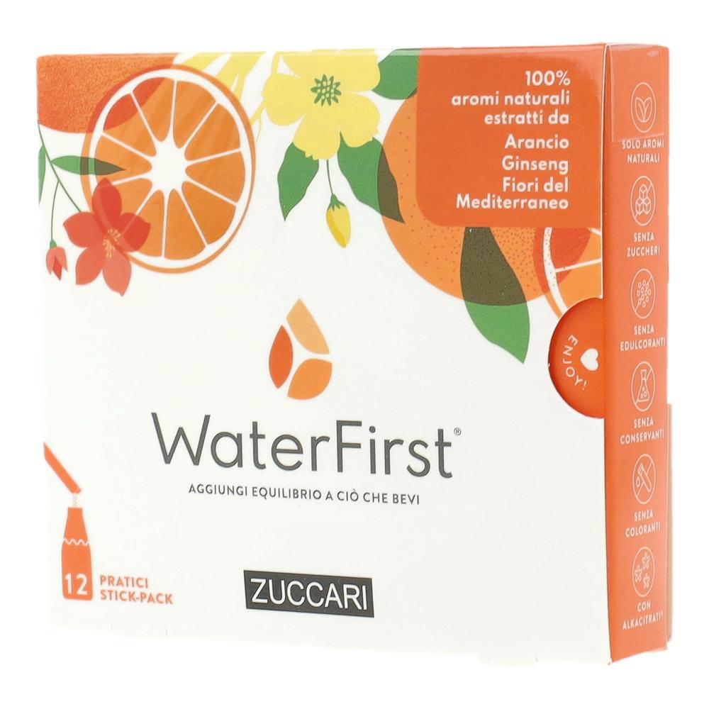 Zuccari WaterFirst - Aromatizzatore per Acqua Arancia Ginseng Fiori, 12stick