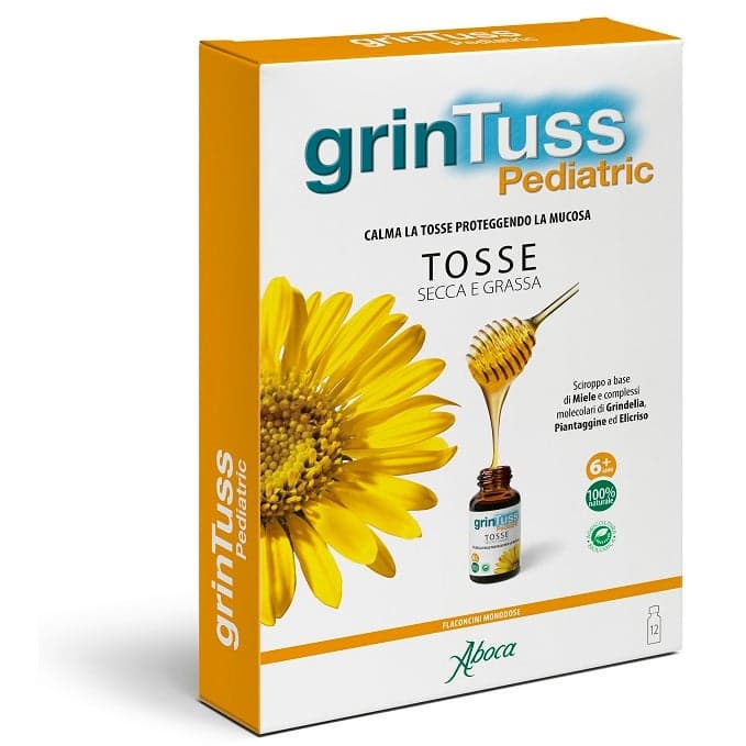 Grintuss Pediatric Sciroppo Bambini Tosse Secca/Grassa 12 Flaconcini Da 13,6